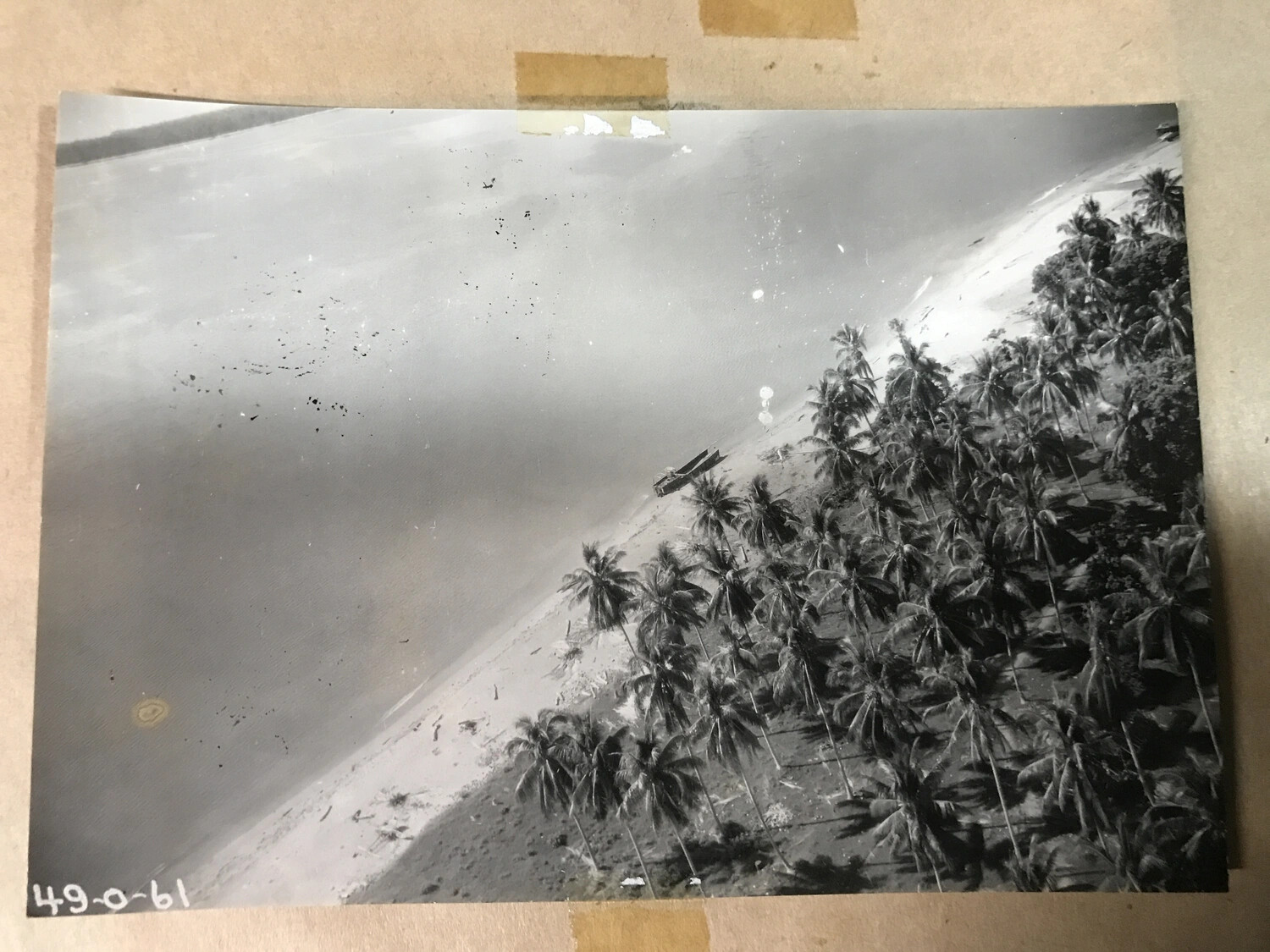 Small Craft Beached Amid Coastal Palm Grove Under Attack (Full Print, Ref. 49-0-61)