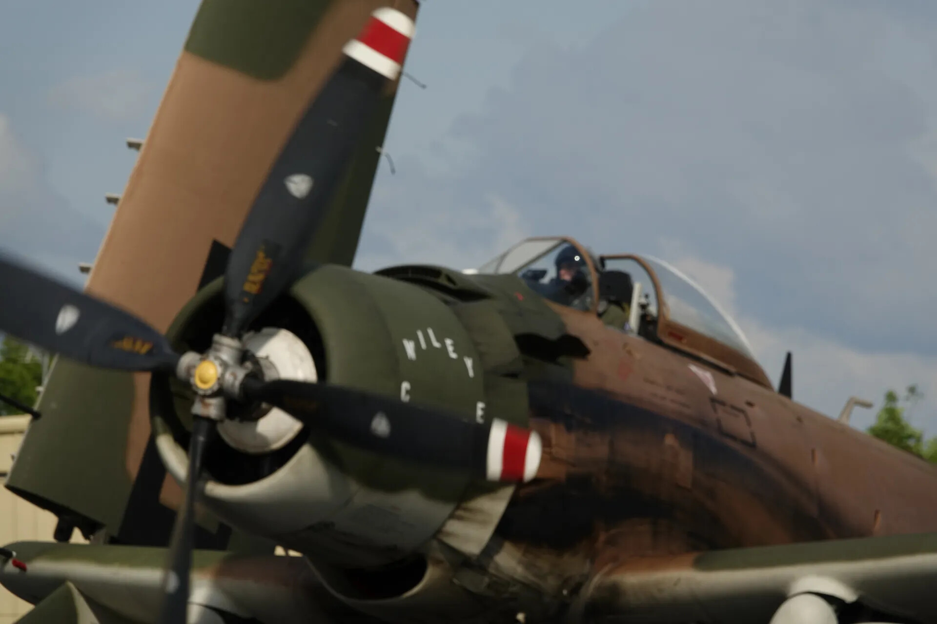 A-1 Skyraider 'Wiley Coyote' Close-Up with Pilot in Cockpit, May 2019