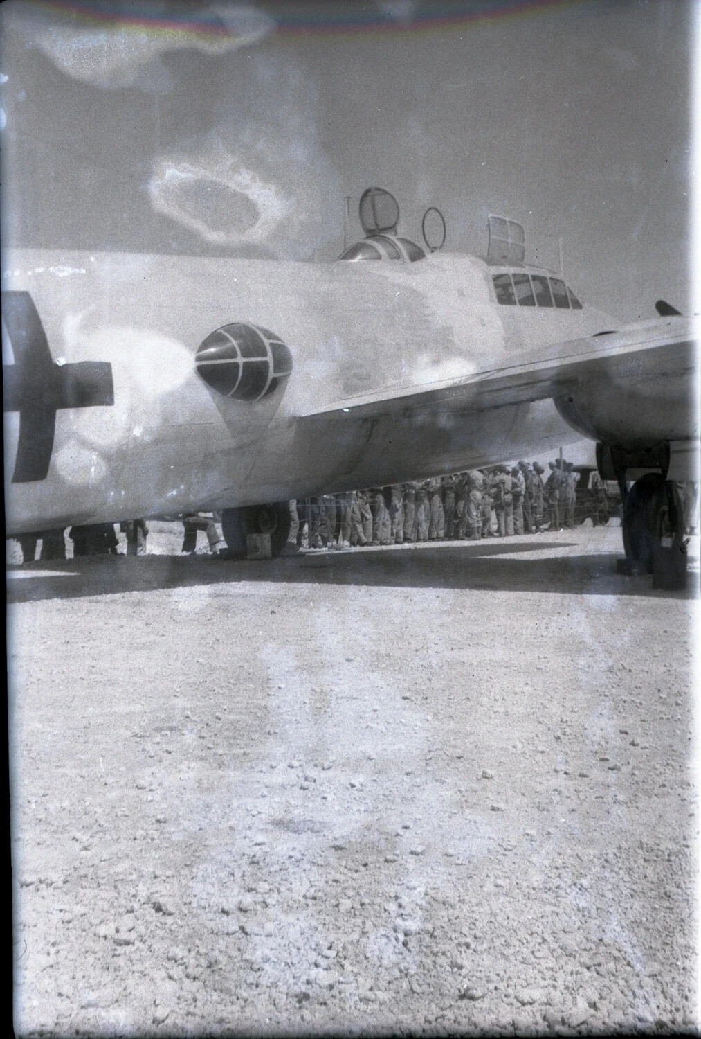 Close-Up Ground-Level View of Japanese Envoy Bomber and Crowd, Ie Shima, 19 August 1945