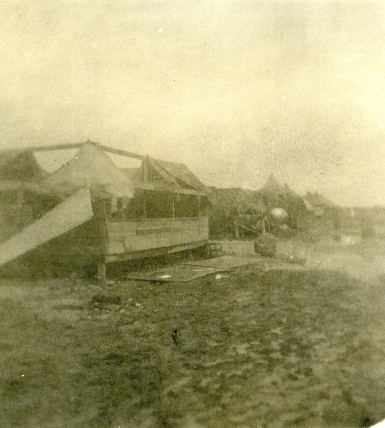 Damaged Structure at an Airfield, Ie Shima, Pacific Theater, WWII