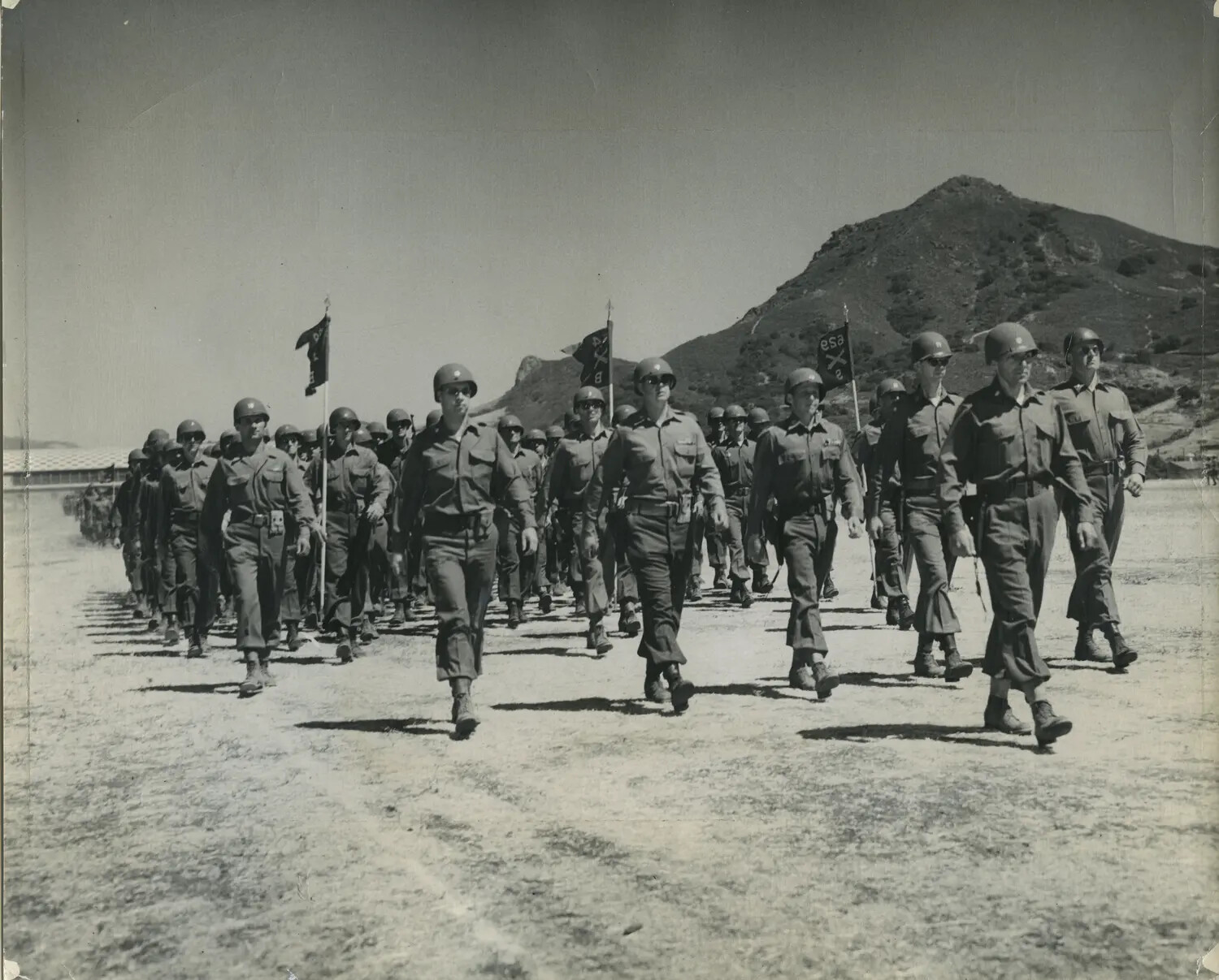 629th Field Artillery Battalion, California National Guard, Marching in Review, Camp San Luis Obispo, 1948