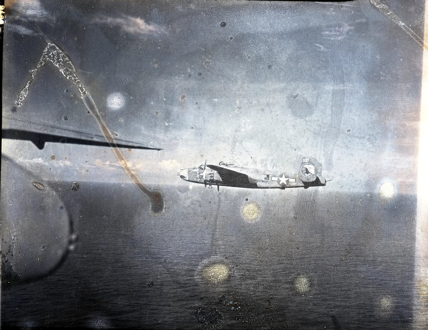 B-25 Mitchell Medium Bomber with Shark-Mouth Nose Art in Flight, 345th Bomb Group ("Air Apaches")
