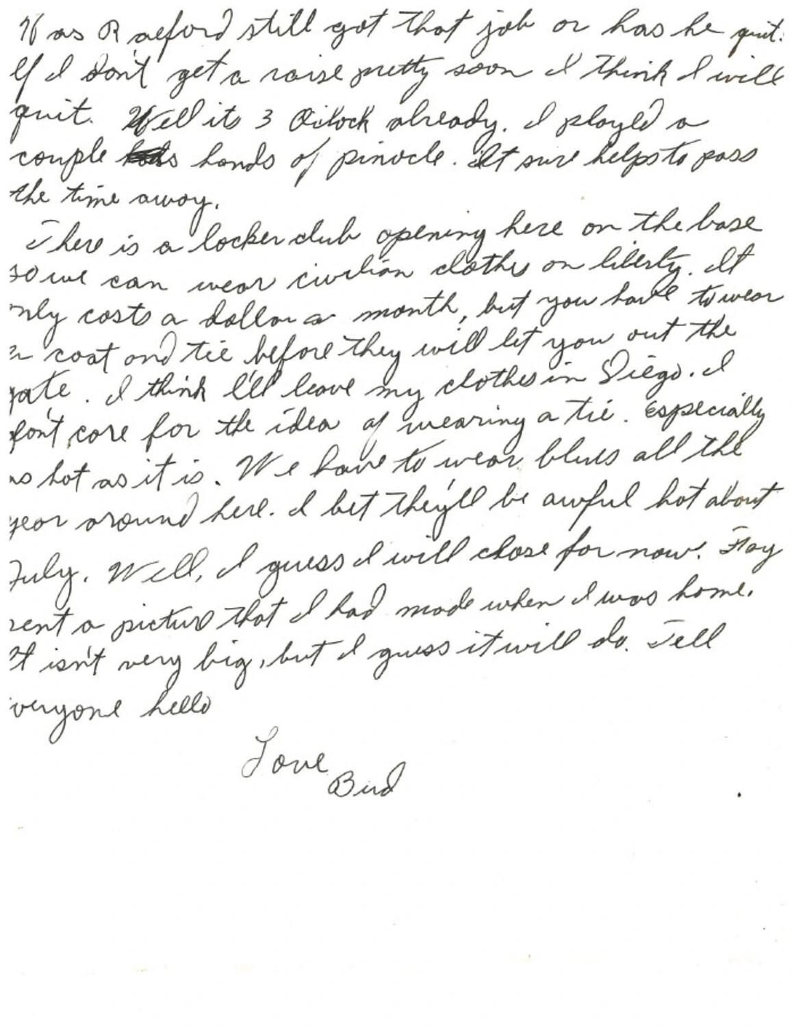 Handwritten Personal Letter from a US Navy Serviceman ('Bud'), Korean War Era, Bancroft/Mounce Family Correspondence
