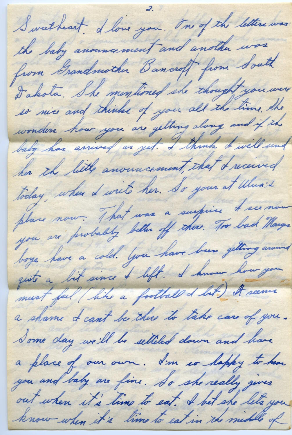 Handwritten Personal Letter, Page 2, Bancroft Family Correspondence, Korean War Era