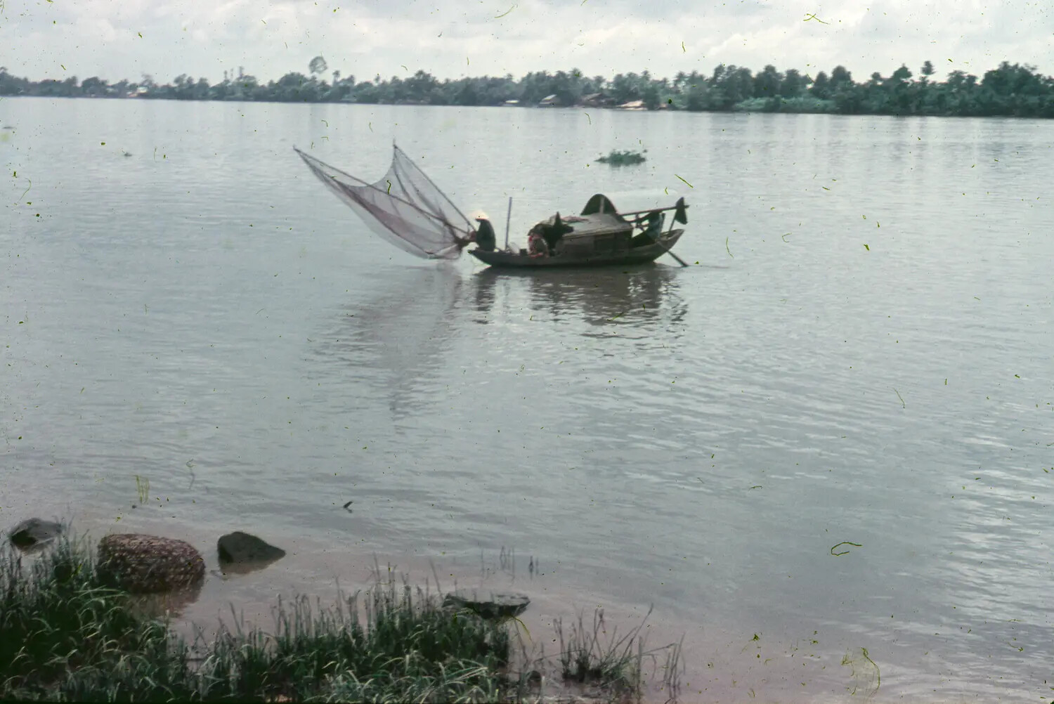 Vietnamese Fishing Boat with Lift Net on River, 1965, 3rd Tactical Fighter Wing Collection