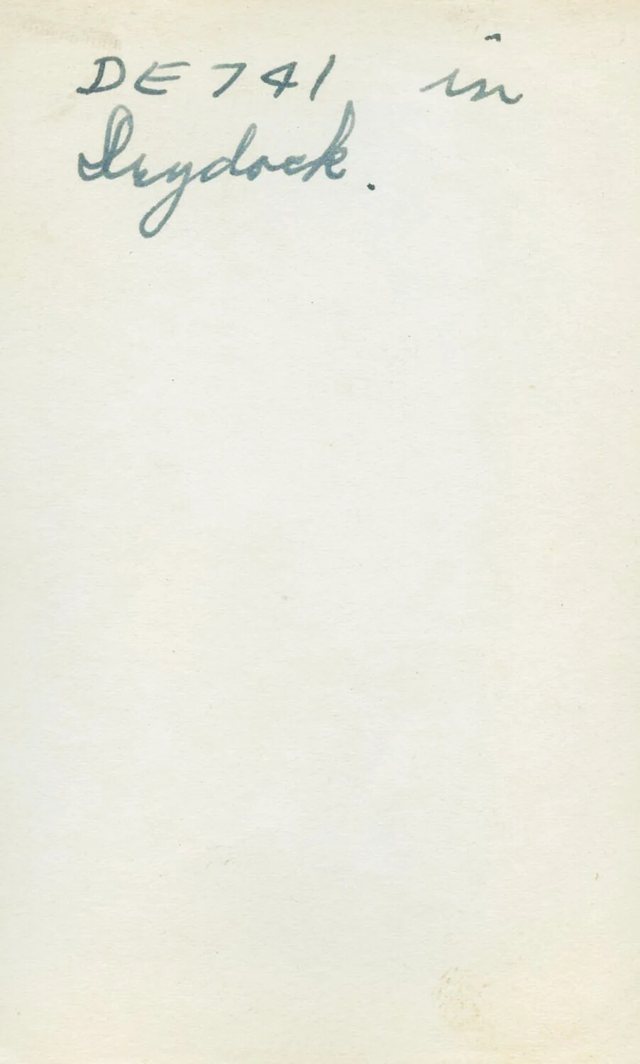 Handwritten Album Caption: "DE 741 in Drydock," Leyte Collection