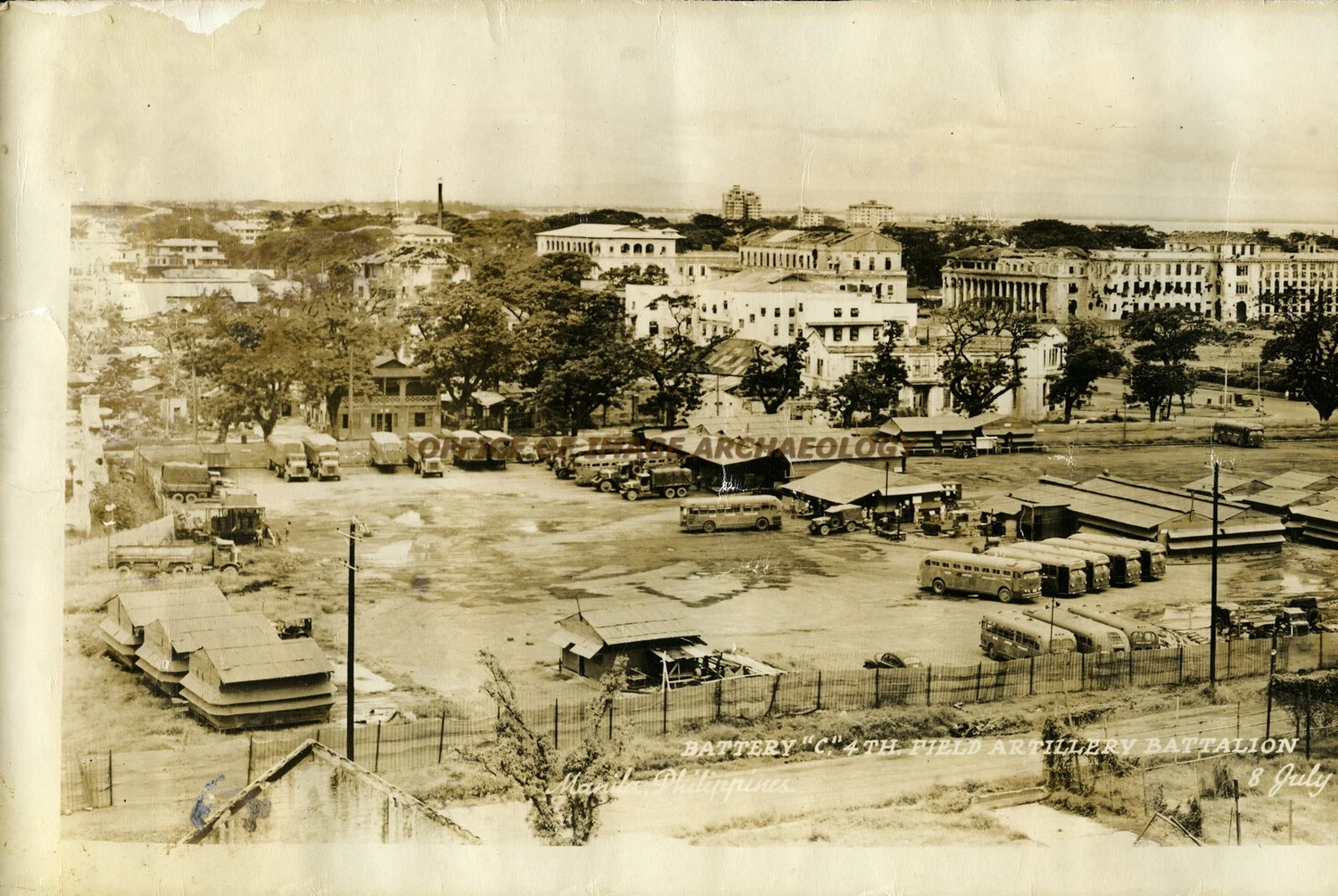 Battery 'C,' 4th Field Artillery Battalion Vehicle Yard, Wide View, Manila, Philippines, 8 July 1946