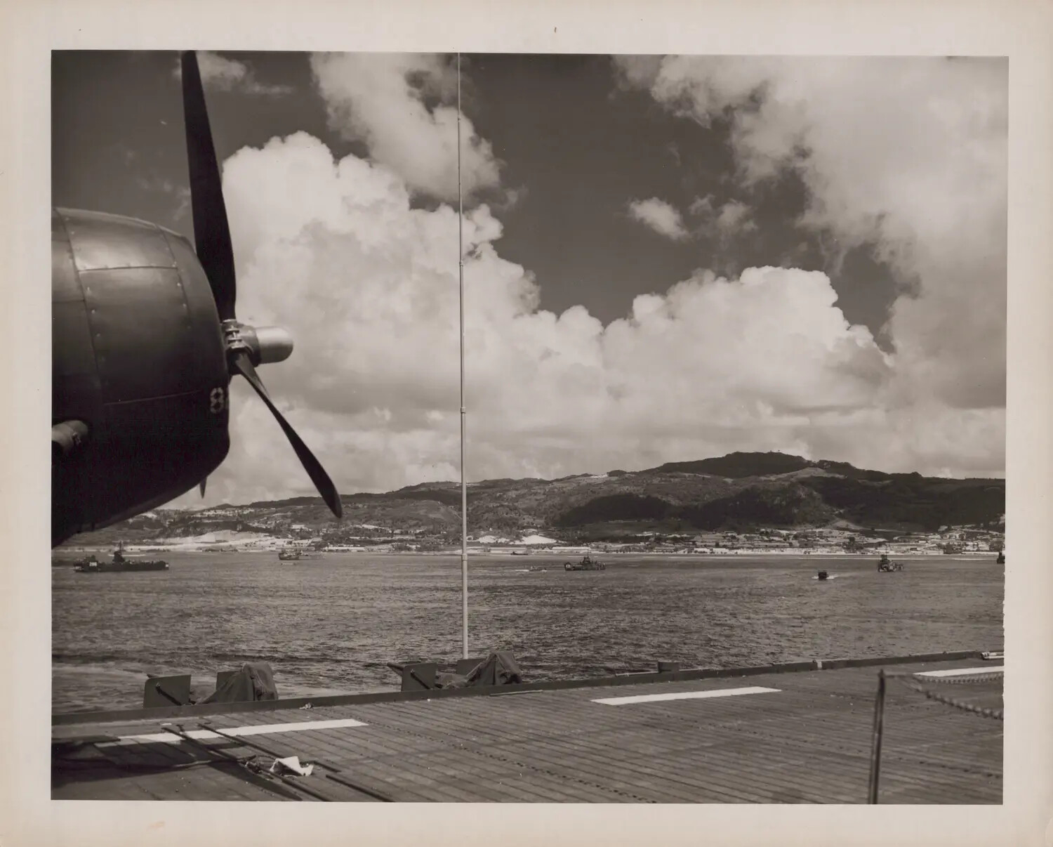 View from Escort Carrier Flight Deck Toward Invasion Beach