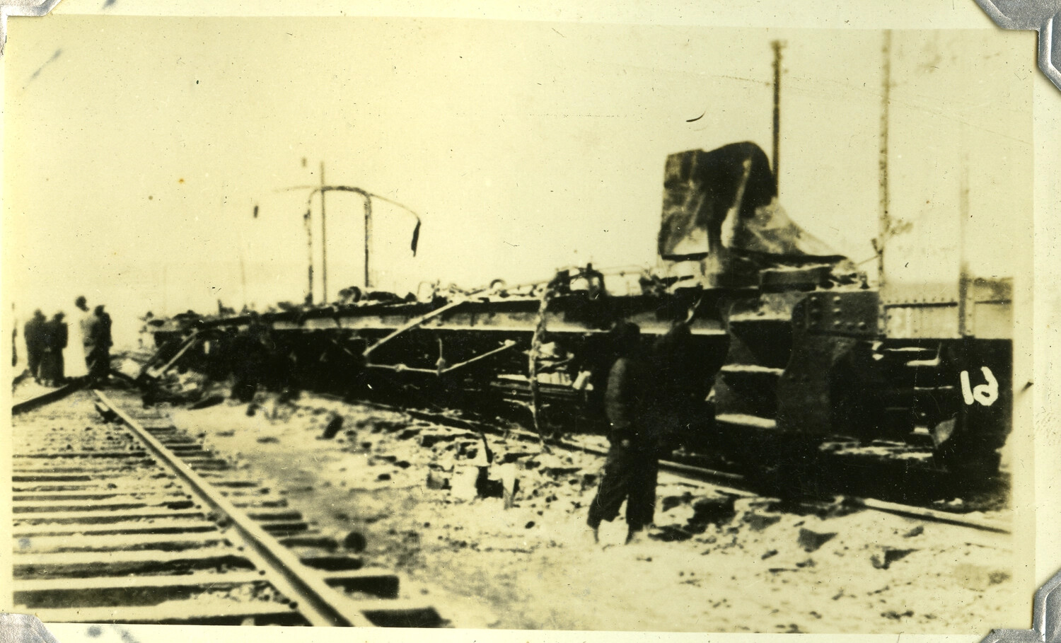 Wrecked and Burned Railway Car in Manila Rail Yard, Aftermath of the Battle of Manila, 1945