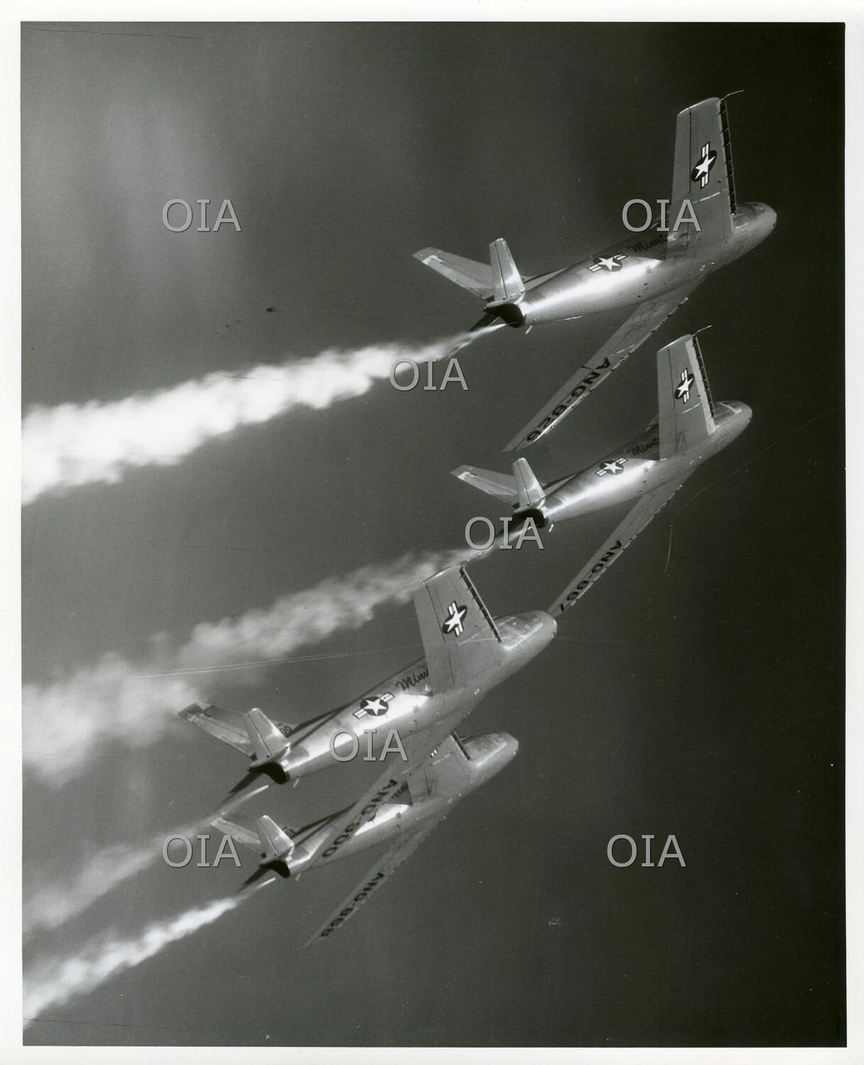 Four F-86 Sabre Jets in Echelon Climb, Air National Guard