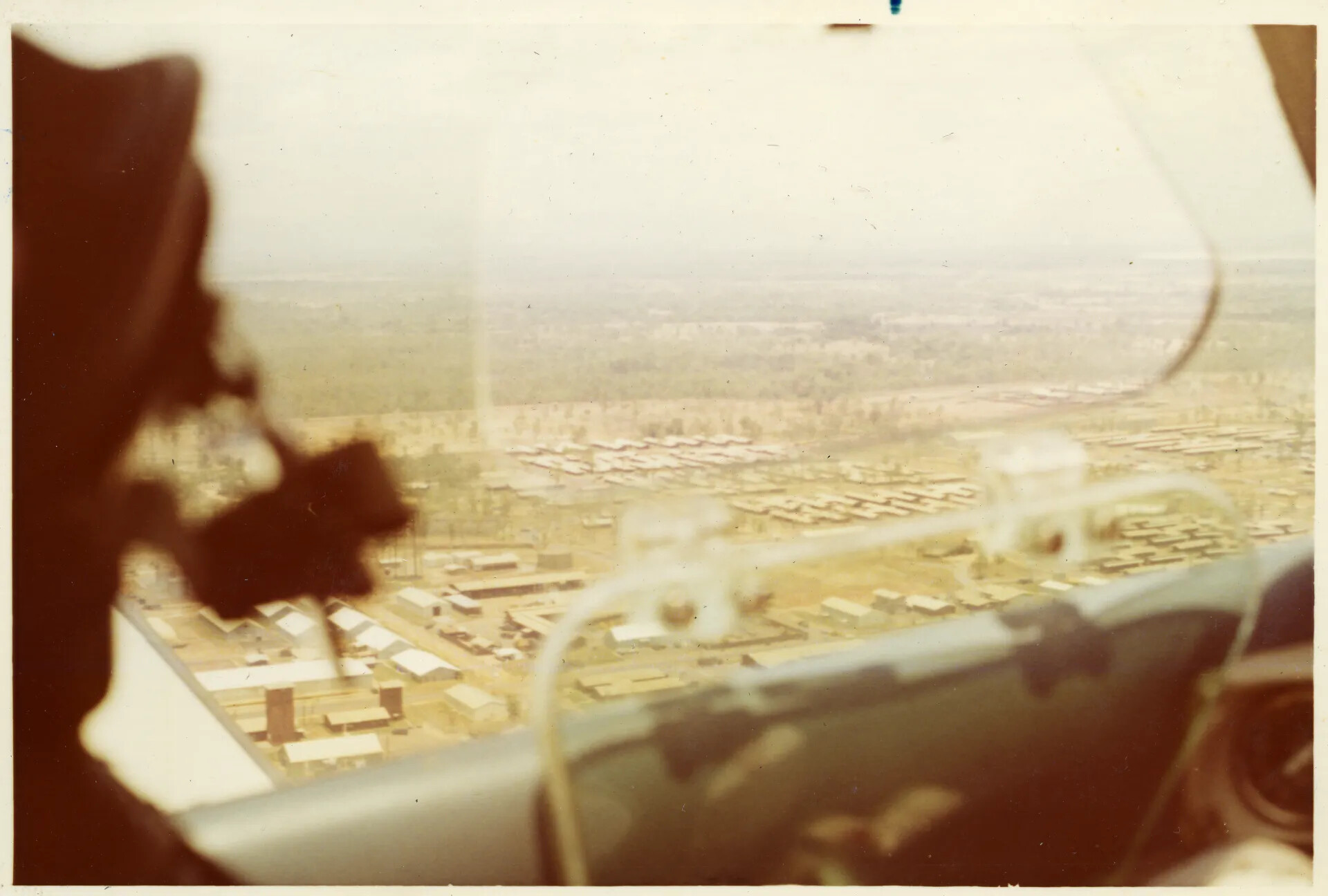 Aerial View of Southeast Asian Air Base from Cockpit Window, Vietnam War Era