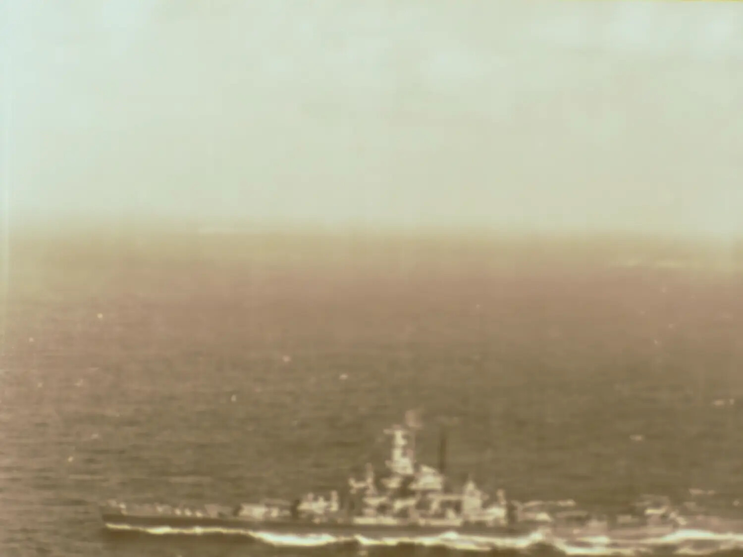 Aerial Film Still: Warship Underway at Sea, Francis R. Ferry Collection (WWII Pacific)