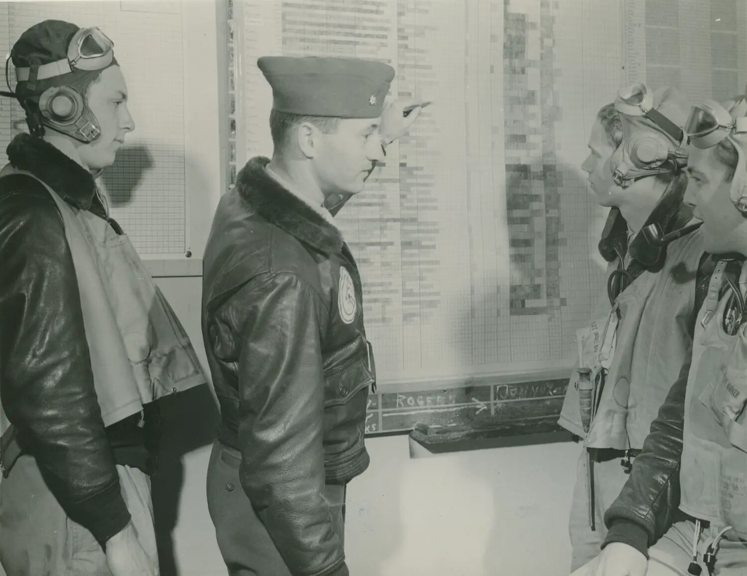 USAAF Officer Briefing Aircrew at Mission Status Board, Edward P. McAleer Collection, World War II