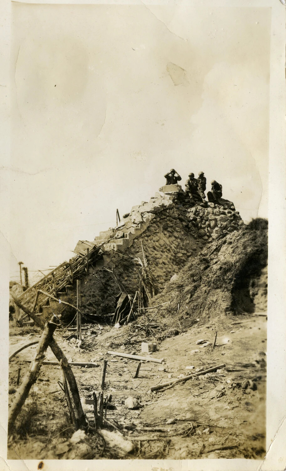 American Servicemen Atop a Destroyed Japanese Fortification, Battle of Kwajalein, 1944