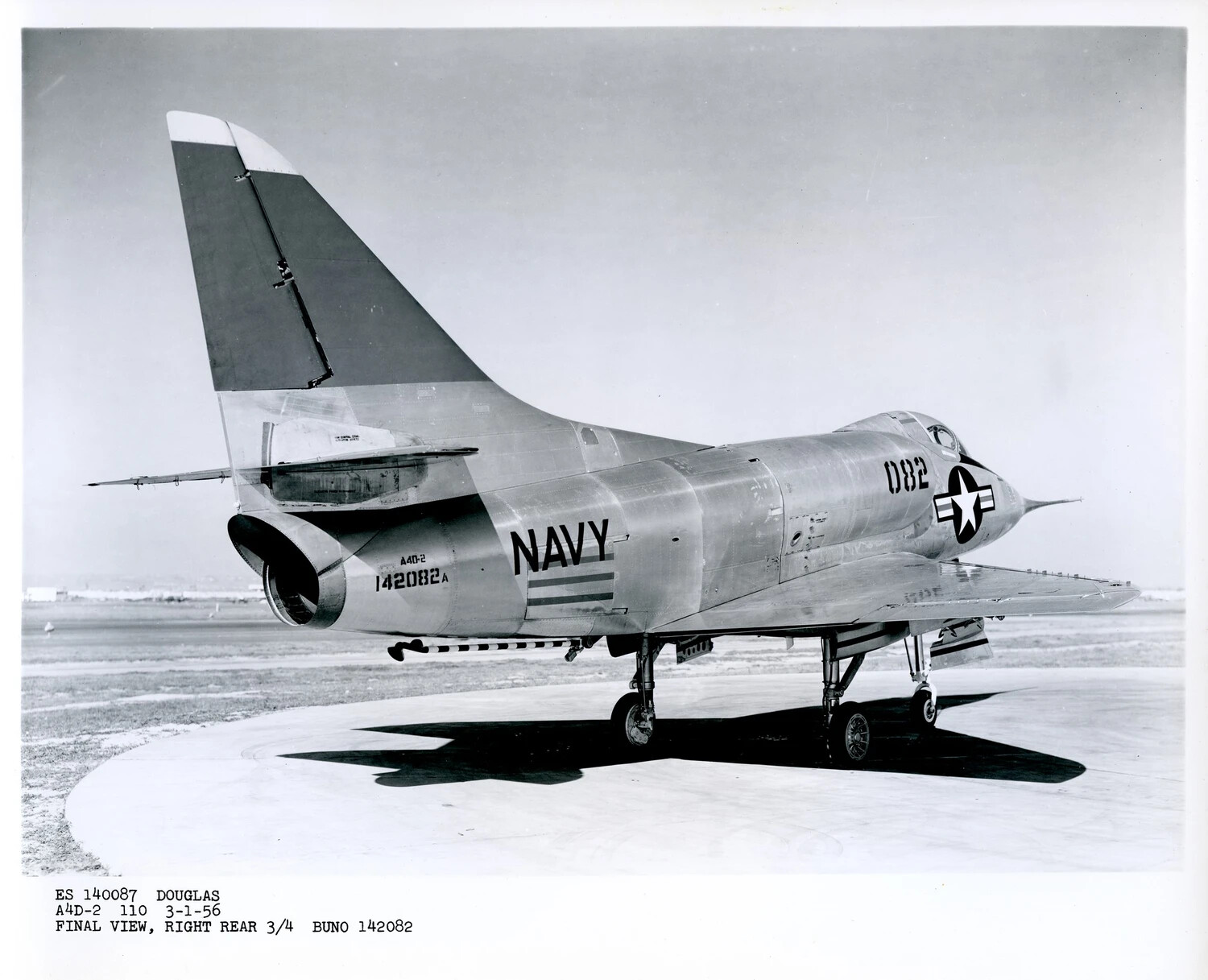 Douglas A4D-2 Skyhawk, BuNo 142082, Final Acceptance View, Right Rear 3/4, March 1956