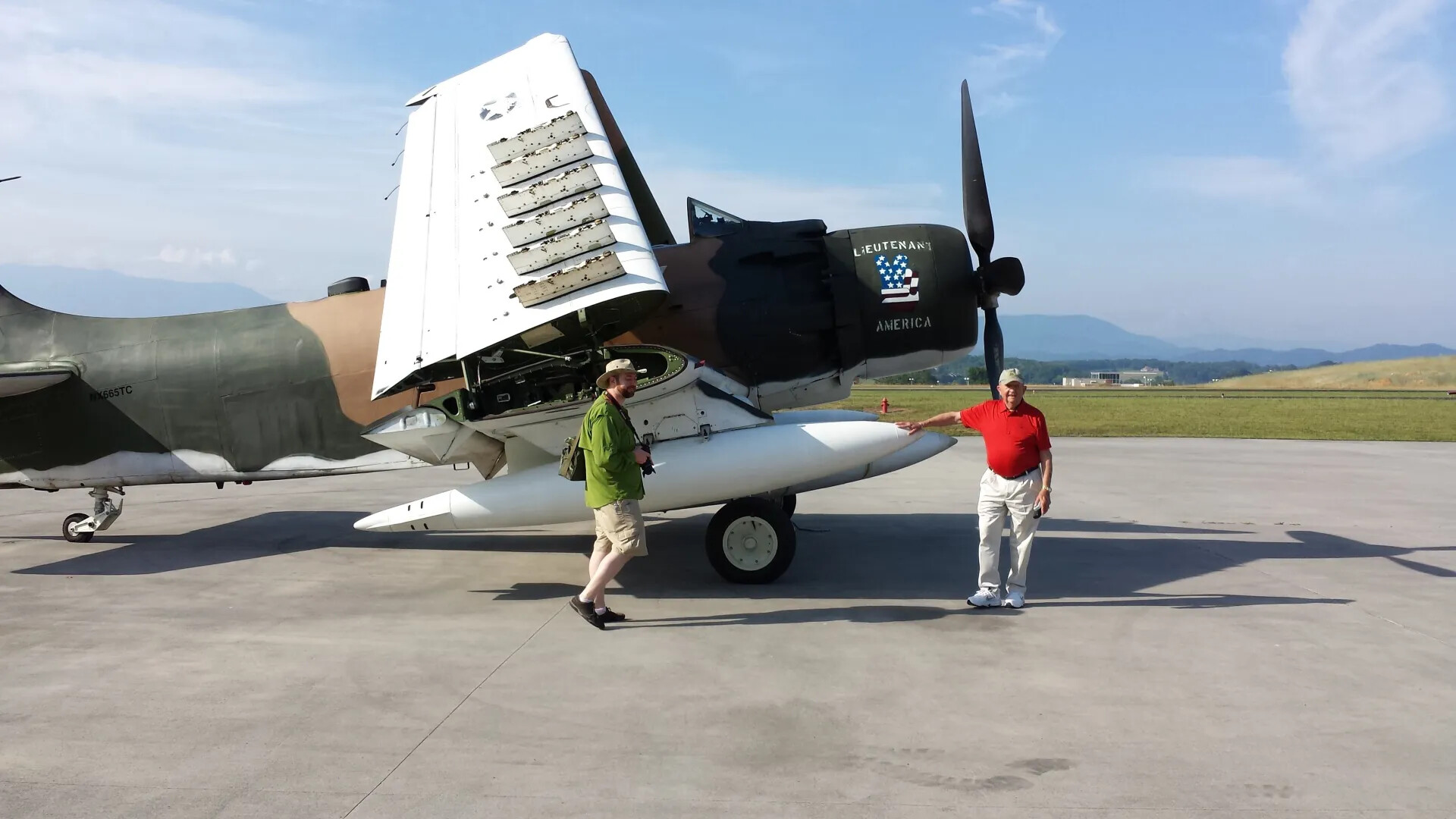 Veteran and Visitor Pose with Restored A-1 Skyraider "Lieutenant America," Tennessee Air Museum, June 2014