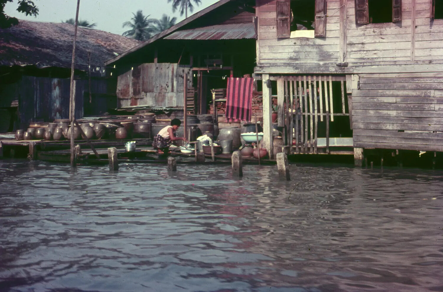 Vietnamese Riverside Village Scene, 1965