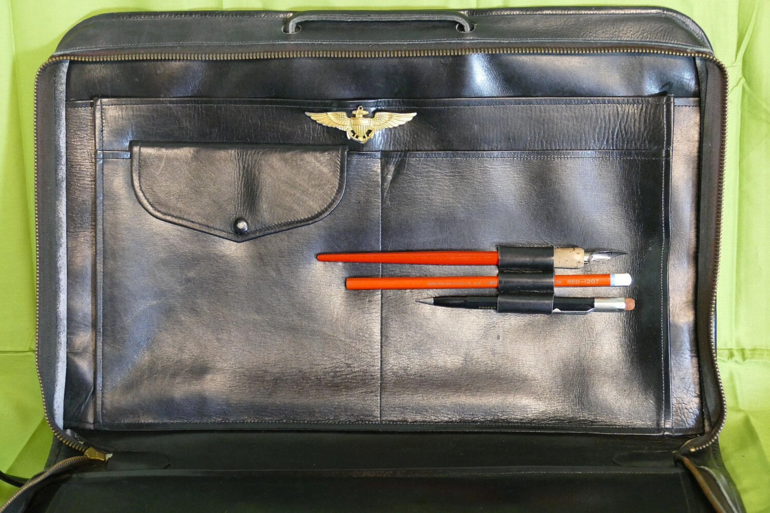 Leather Flight Case with Naval Aviator Wings Insignia, Lt. Bancroft Collection