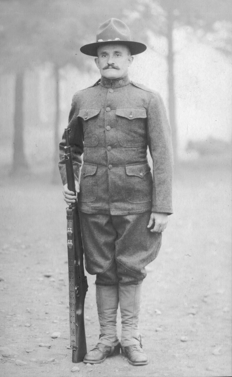 Airman in Leather Flight Jacket at the Presidio, Courtyard Garden Portrait