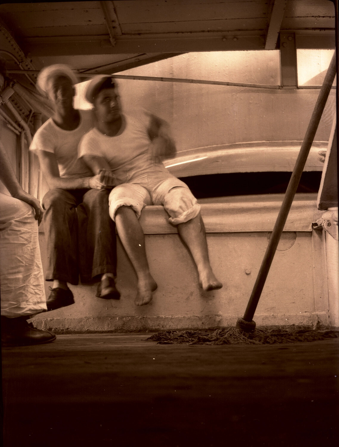 US Navy Sailors Relaxing on Deck, China Station, 1930s