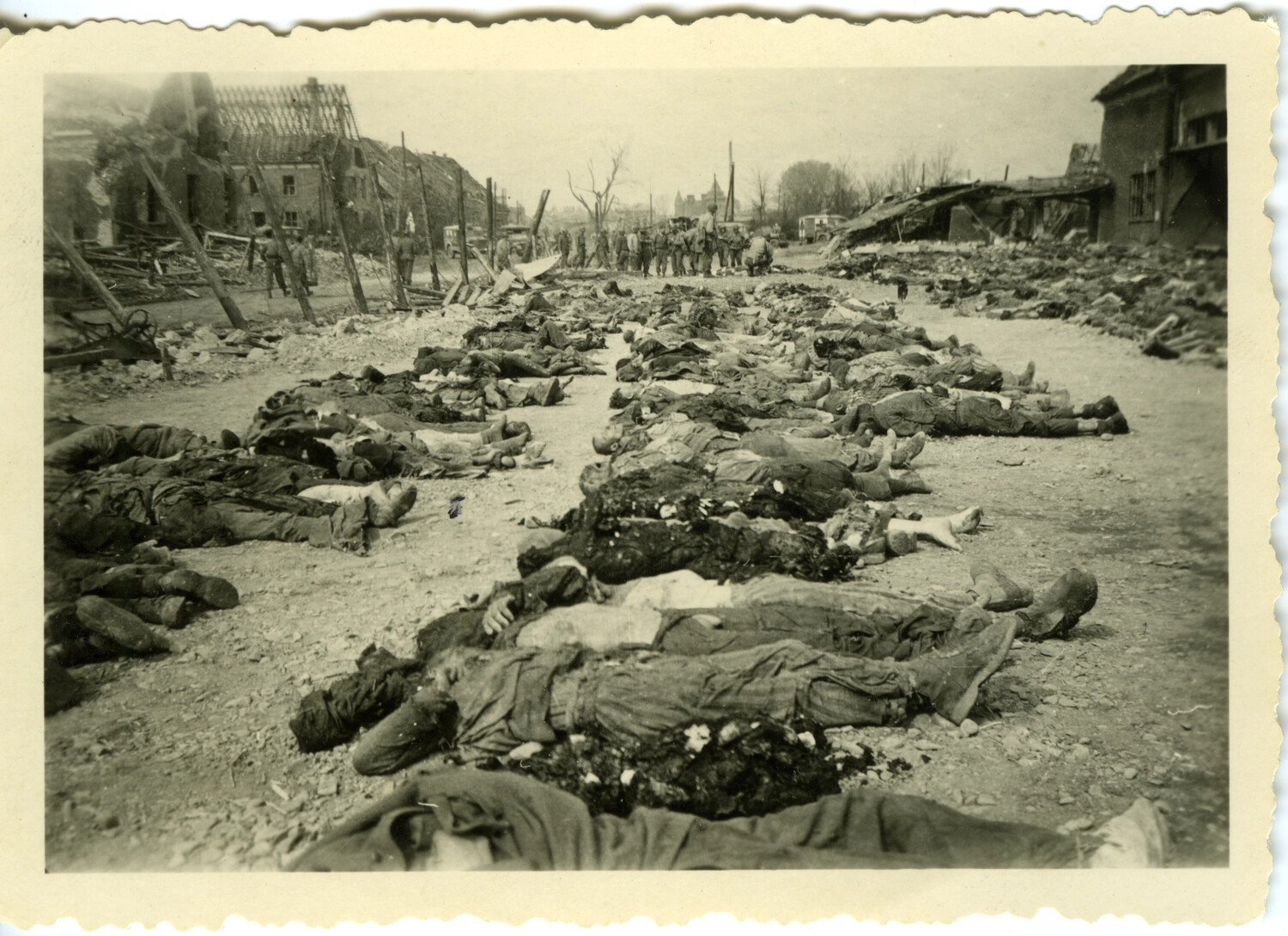 Rows of Victims' Bodies in a German Town, Buchenwald Liberation-Era Collection