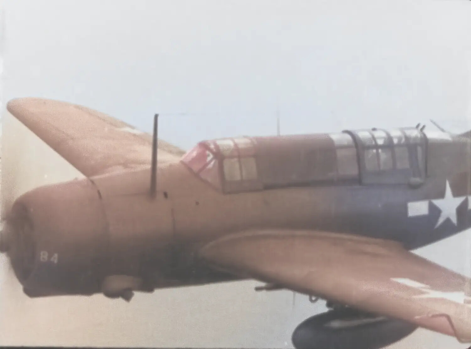 WWII U.S. Navy Carrier Aircraft "84" in Formation Flight, Upscaled Video Still (Ferry/Yamato Collection)
