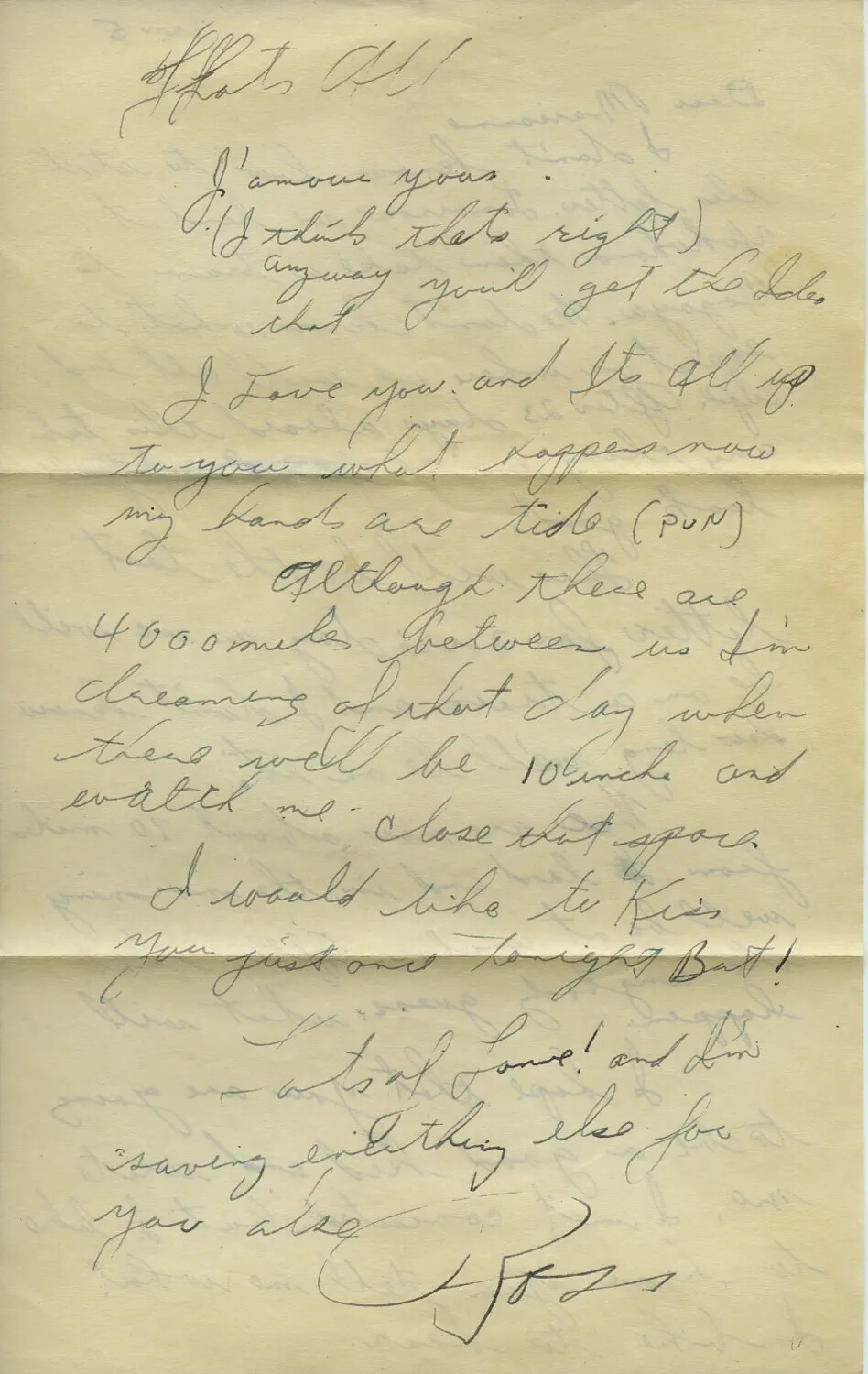 Handwritten Love Letter Page — "Moon Sammiet" WWII Correspondence Collection