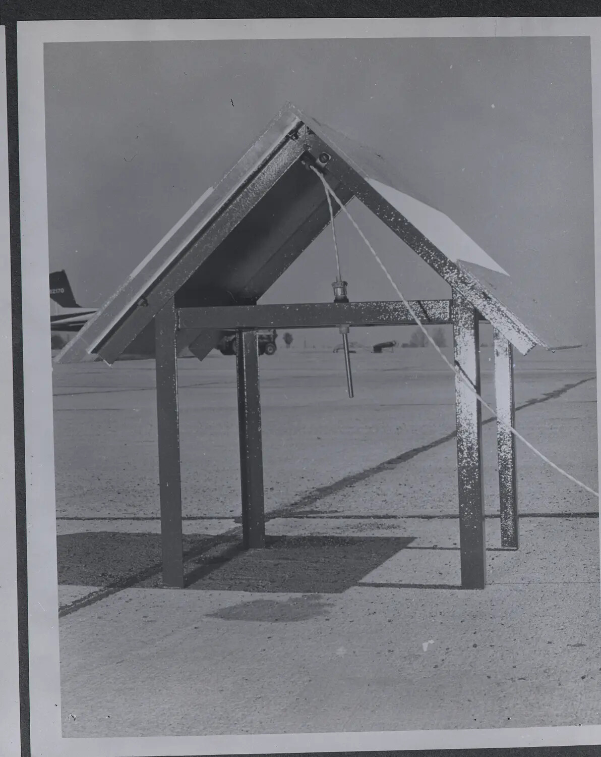 Outdoor Free-Air Temperature Sensor Stand on Flight Line, Likely Fresno Air National Guard Base