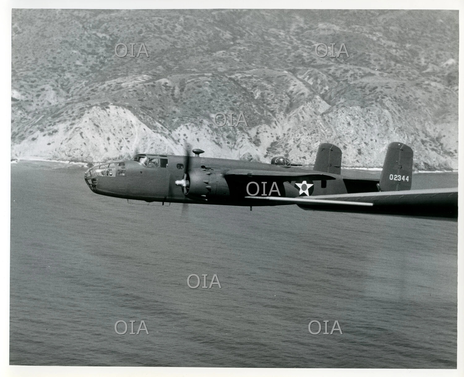 North American B-25 Mitchell Medium Bomber (Serial 02344), Low-Altitude Flight Along Coastline