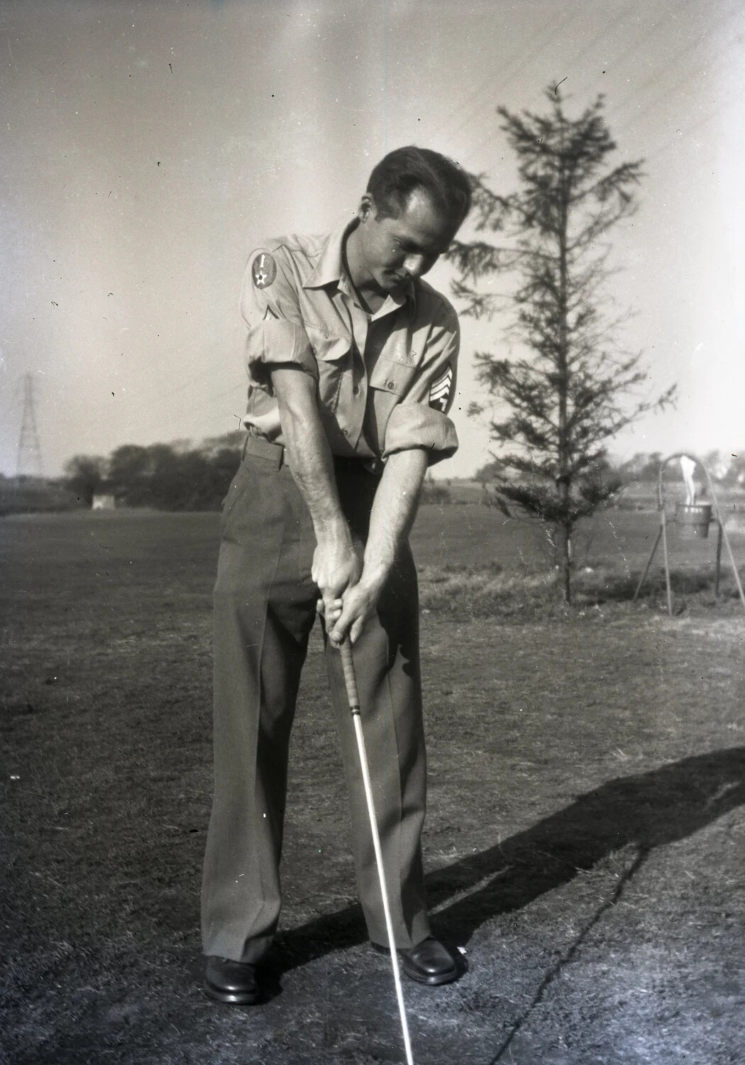U.S. Army Enlisted Man Golfing - Off-Duty Recreation Snapshot