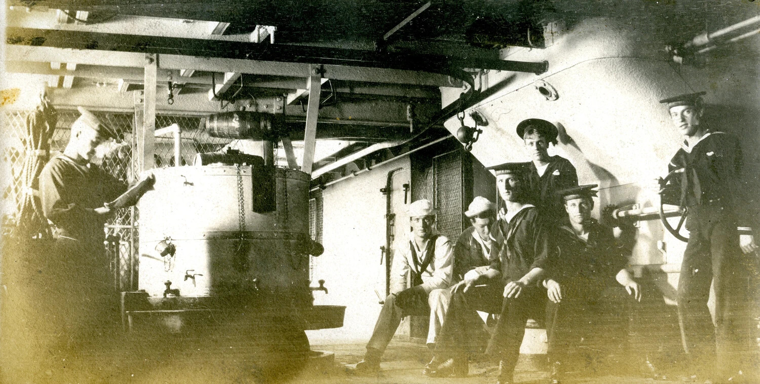 Sailors Gathered at the Scuttlebutt, USS Columbia