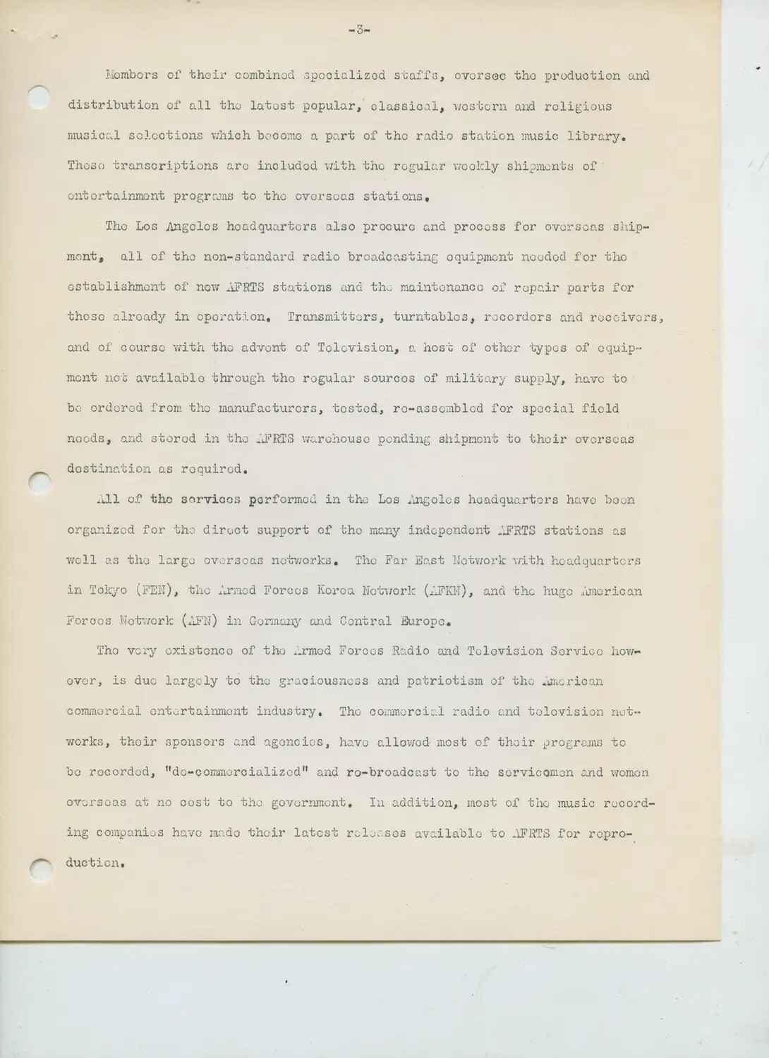 Armed Forces Radio and Television Service (AFRTS) History/Operations Document, Page 3