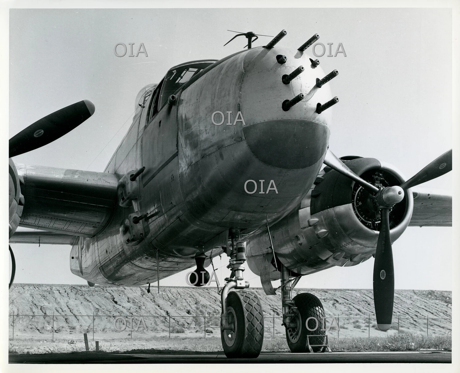 Douglas A-26 Invader 'Gun-Nose' Attack Bomber, Nose-On View on Airfield Apron