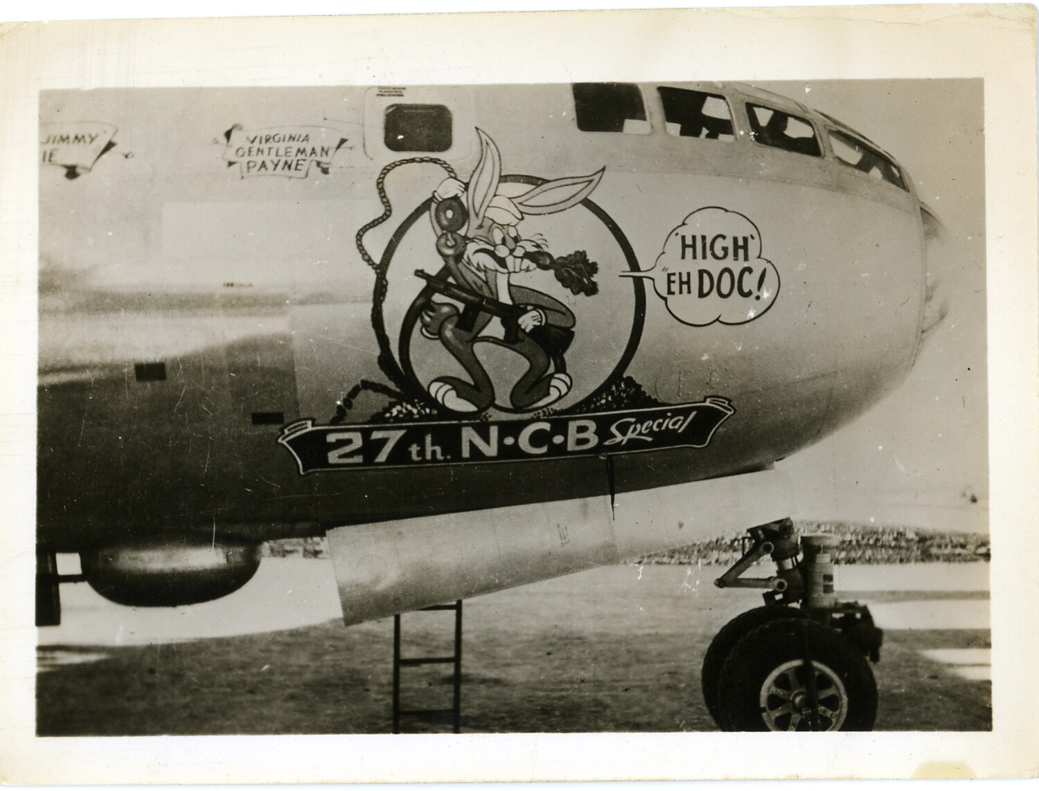 Boeing B-29 Superfortress Nose Art: 'High Eh Doc' Bugs Bunny Gangster, 27th N.C.B. Special