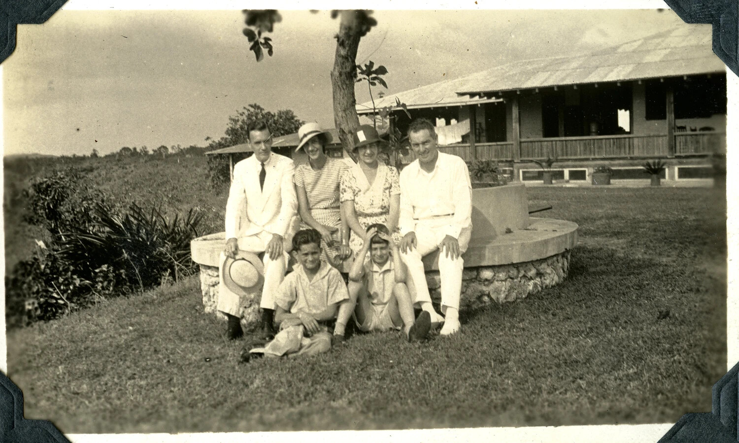 Jervey Family Group Portrait on Tropical Hillside Estate, Interwar Period