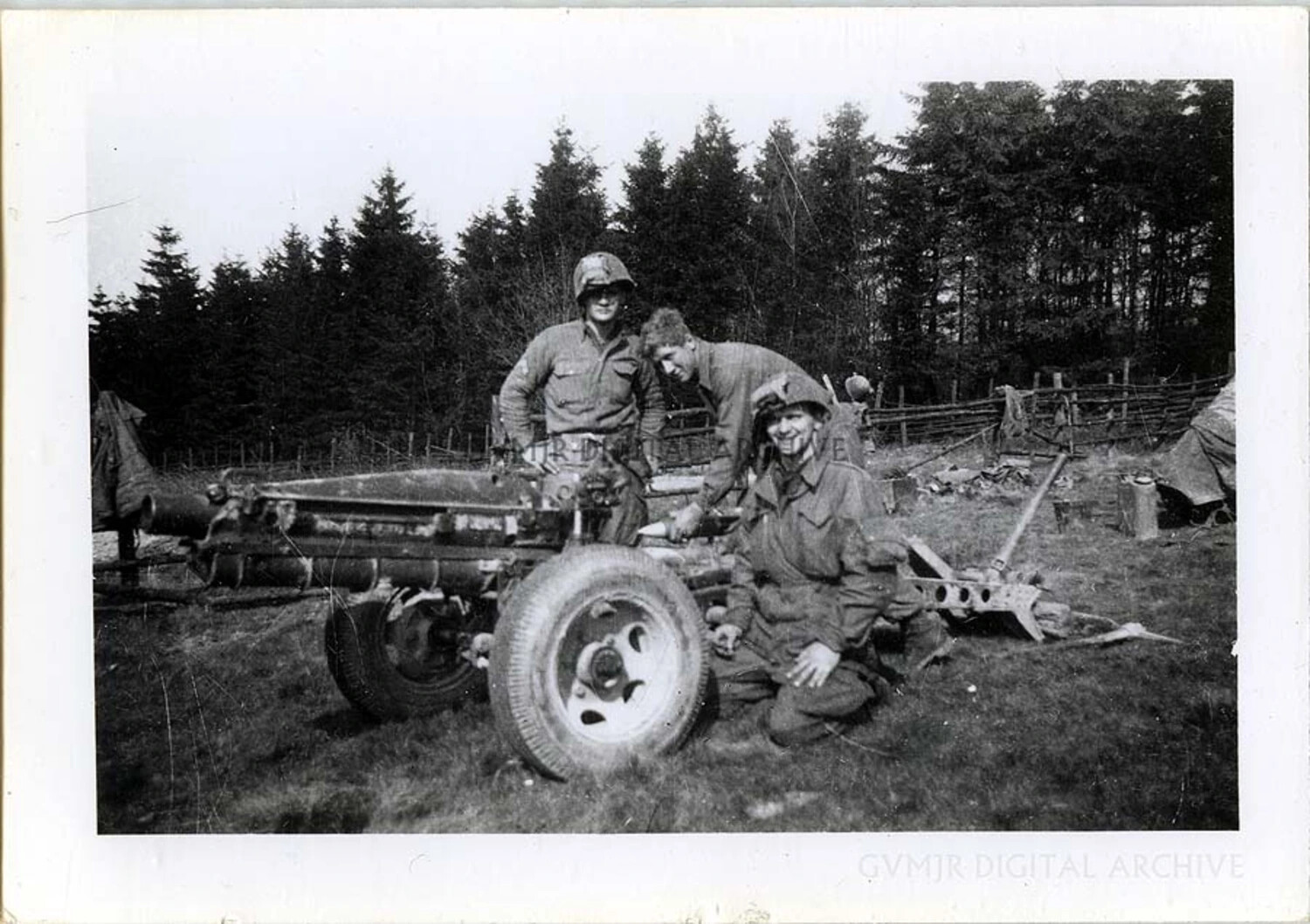 U.S. Paratroopers with 57mm M1 Anti-Tank Gun in Field Bivouac, European Theater, 1944-1945