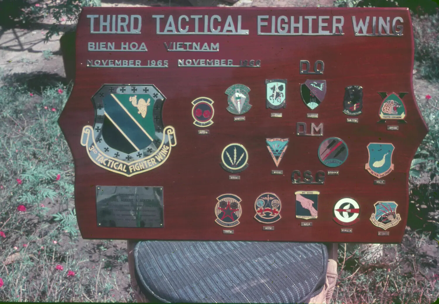 3rd Tactical Fighter Wing Commemorative Squadron Patch Plaque, Bien Hoa, Vietnam, 1965-1966