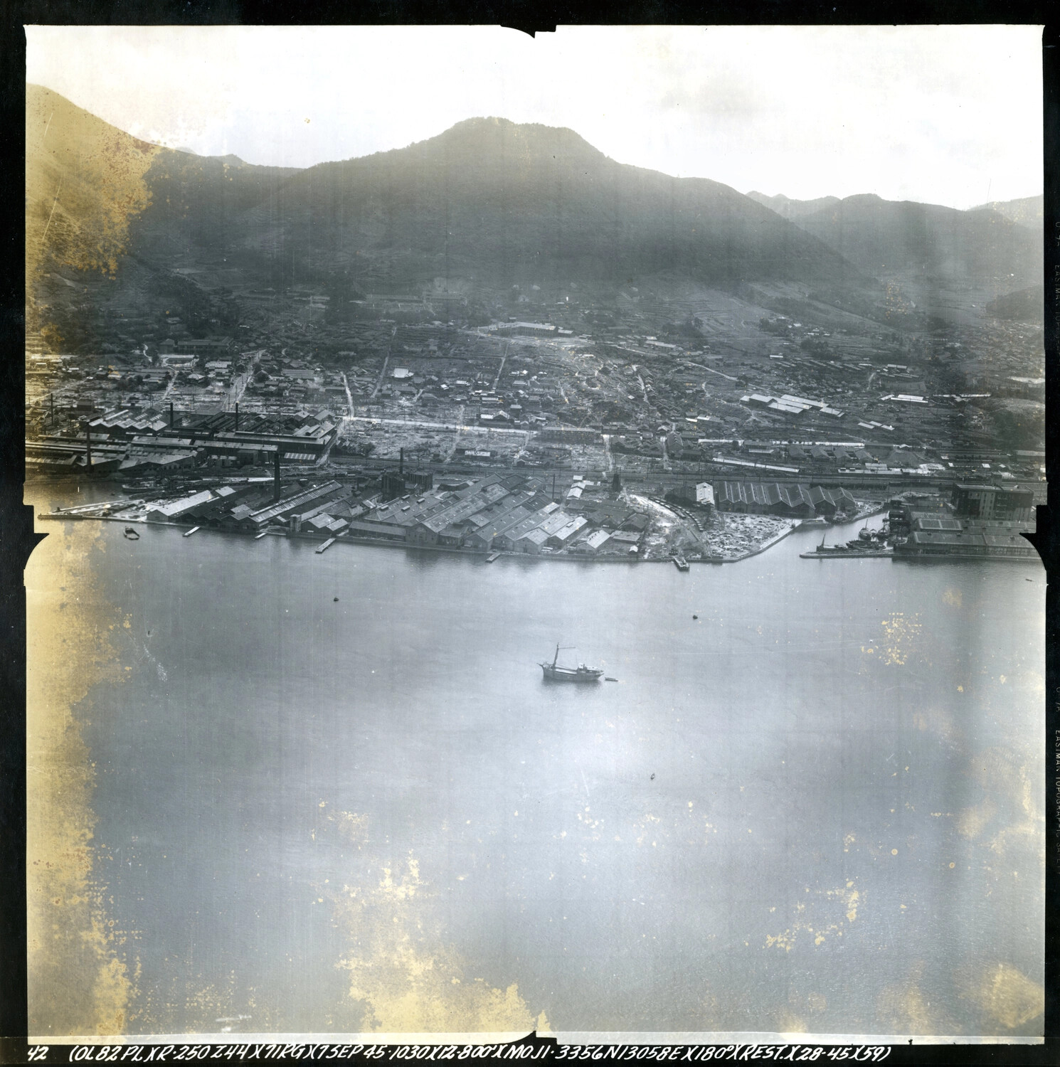 USAAF Aerial Reconnaissance Photograph of Moji, Japan, 13 September 1945