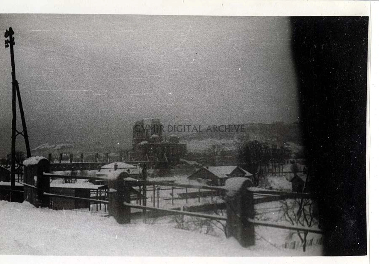 Elevated View of a Snow-Covered European Town, Winter 1944-1945