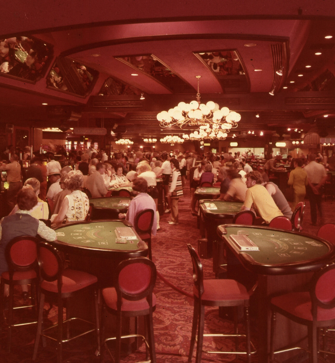 Casino Gaming Floor with Blackjack Tables, United States, circa 1970s (Misfiled Vietnam Slide Collection)