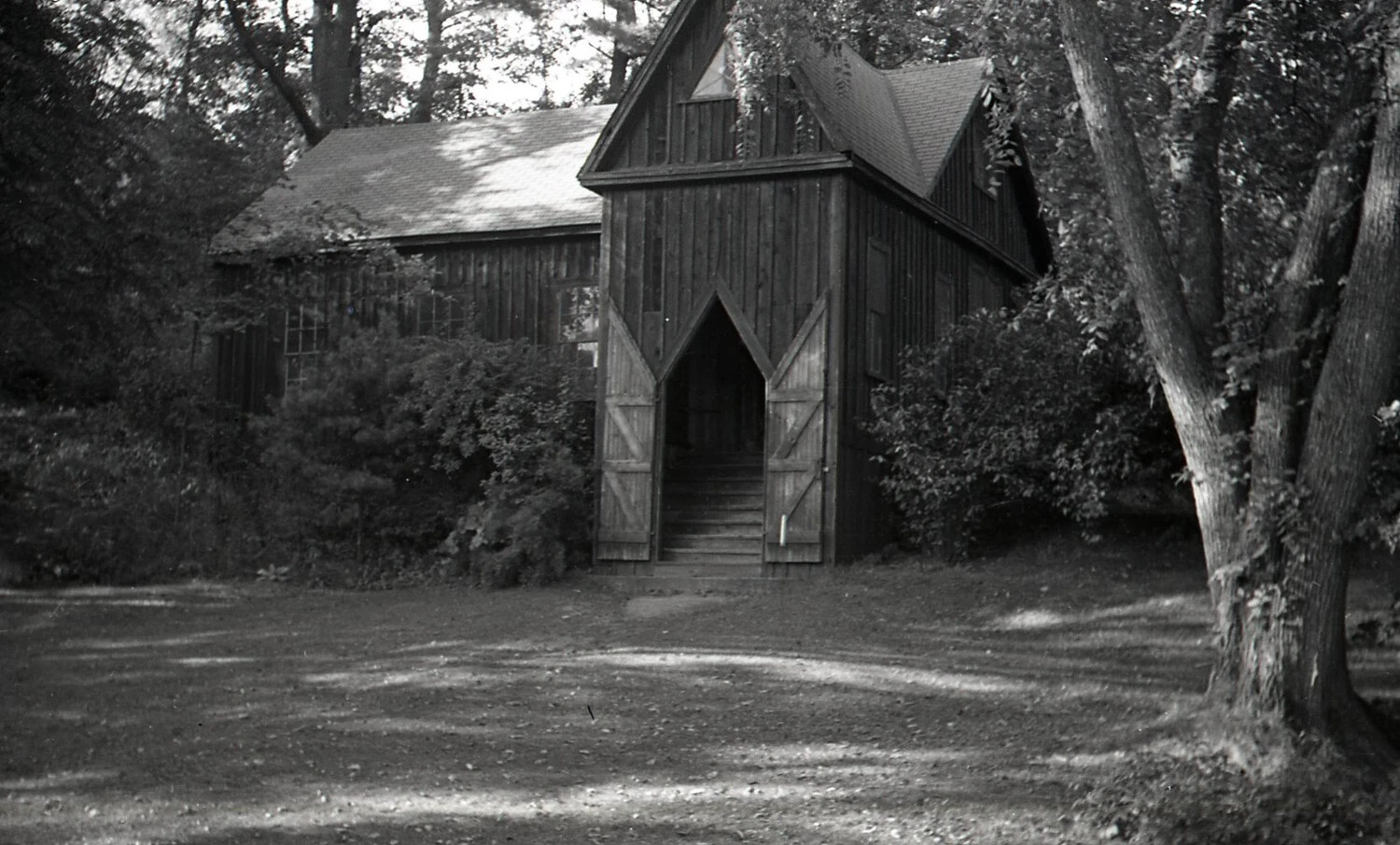 Barn or Outbuilding with Gothic-Arched Entrance, New England
