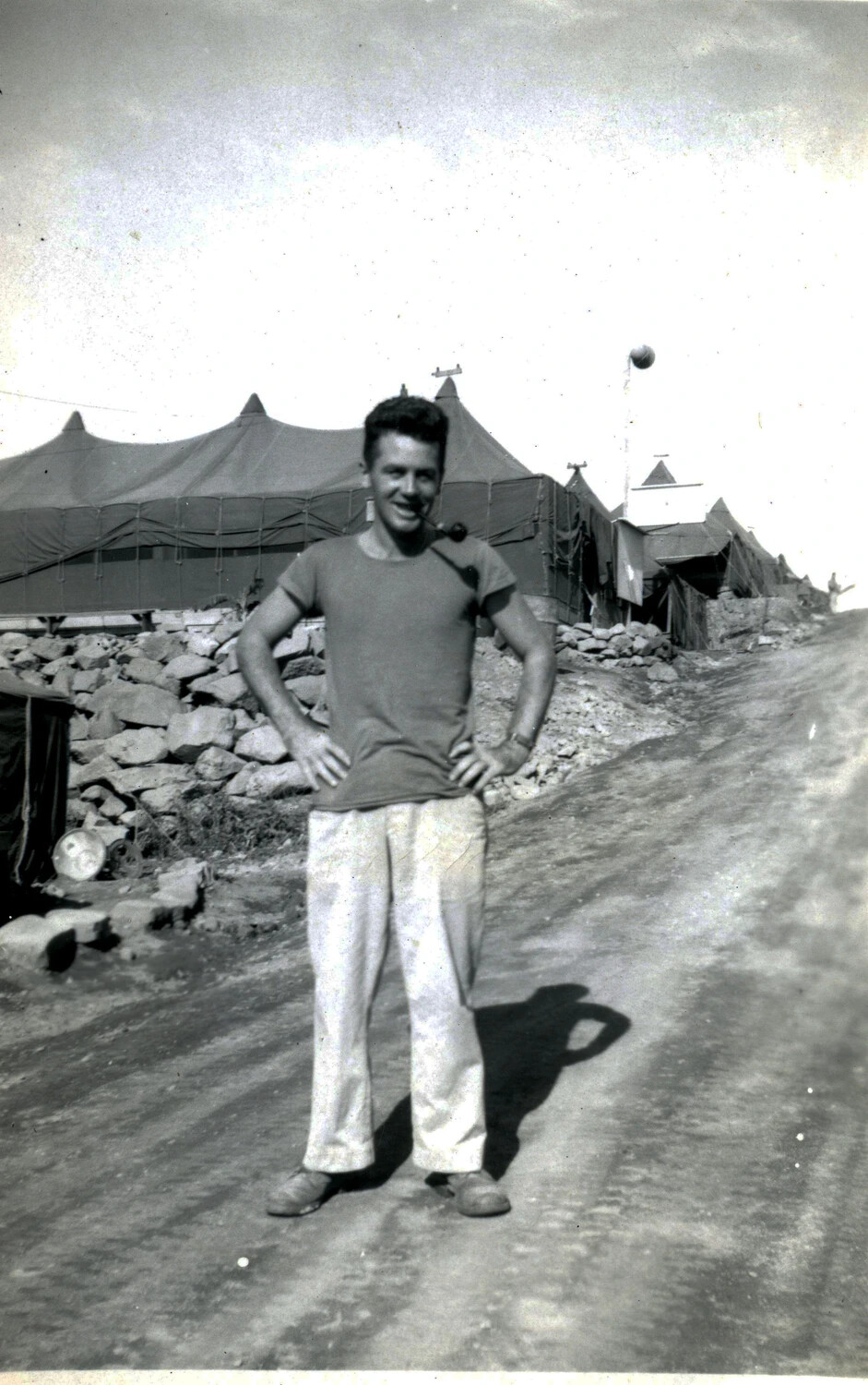 Marine at Tent Encampment, 5th Marine Division Collection, Iwo Jima Era