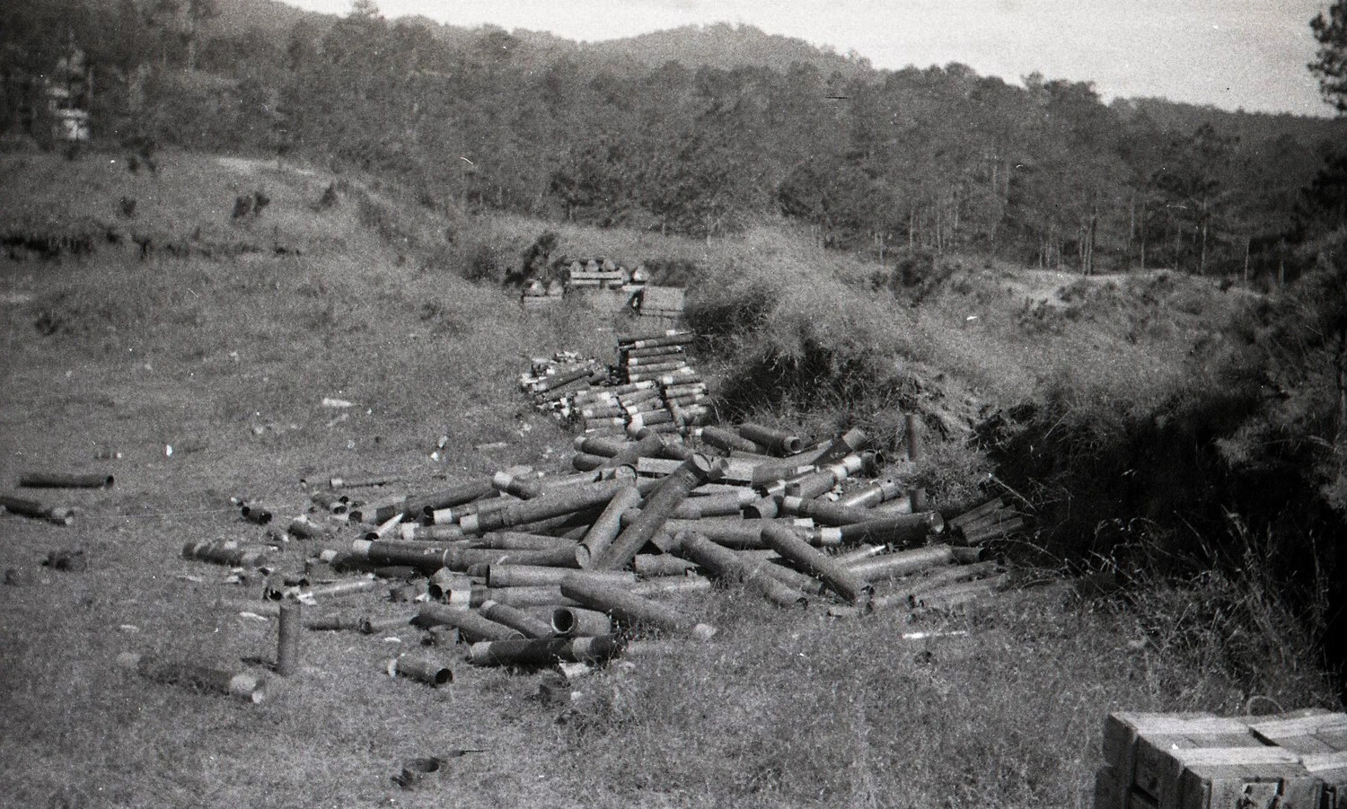 Field of Expended Artillery Shell Casings and Ammunition Crates, Luzon, Philippines, World War II