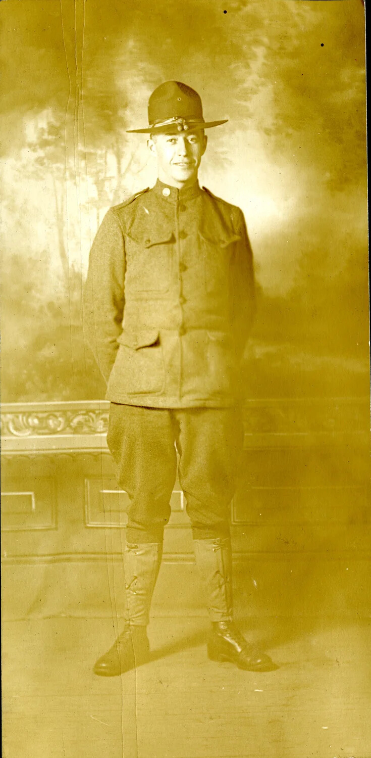 Studio Portrait of a U.S. Army Enlisted Soldier in Service Uniform, World War I Era