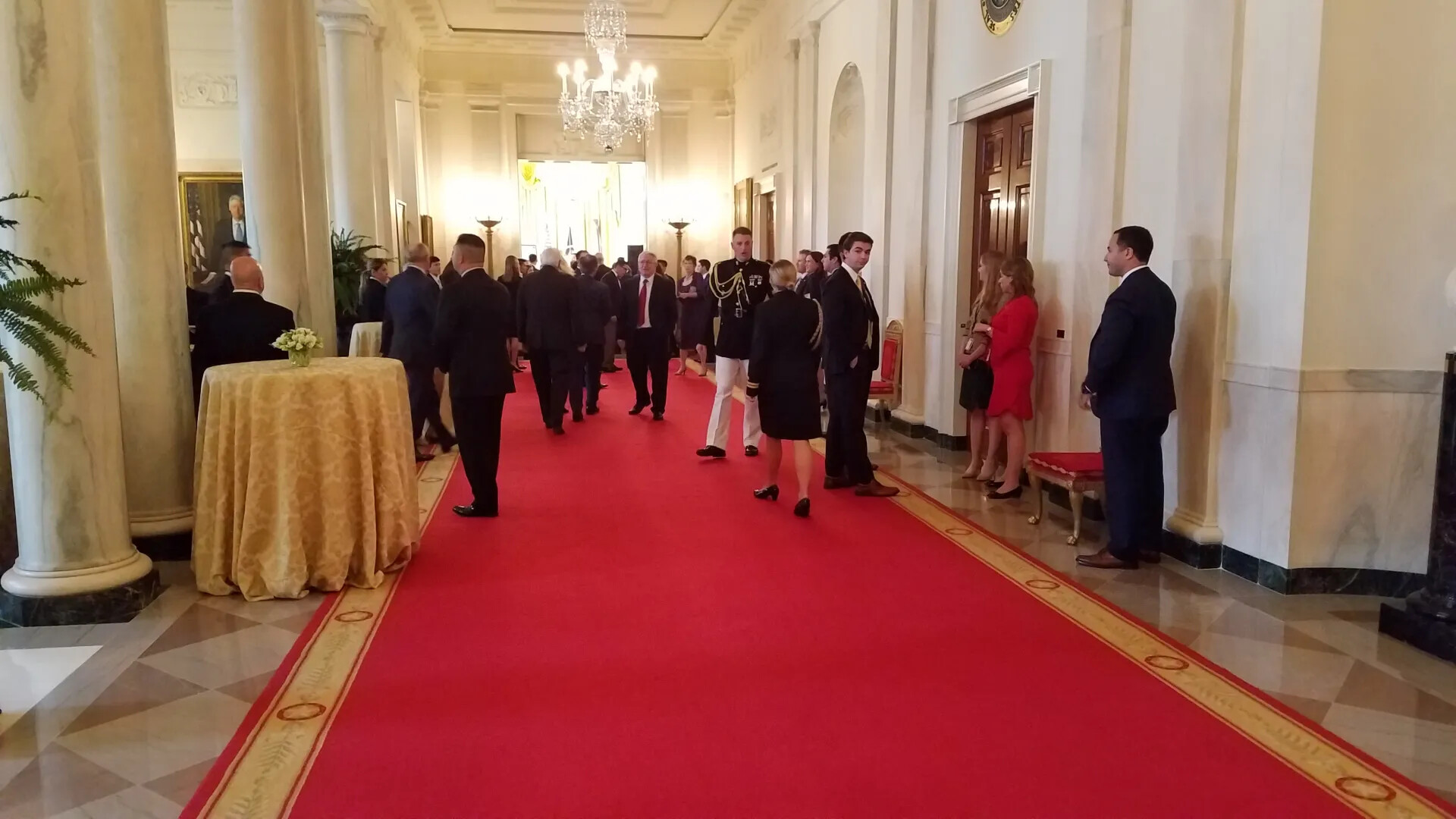 White House Cross Hall During the Medal of Honor Ceremony for Gary Michael Rose, 23 October 2017