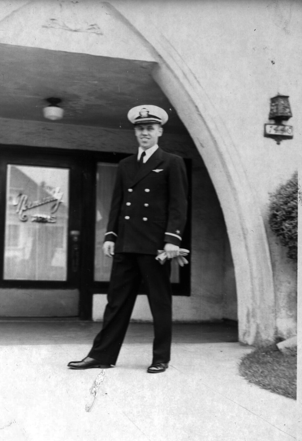 Portrait of Naval Aviator Lt. Bancroft in Dress Blue Uniform - Korean War Era