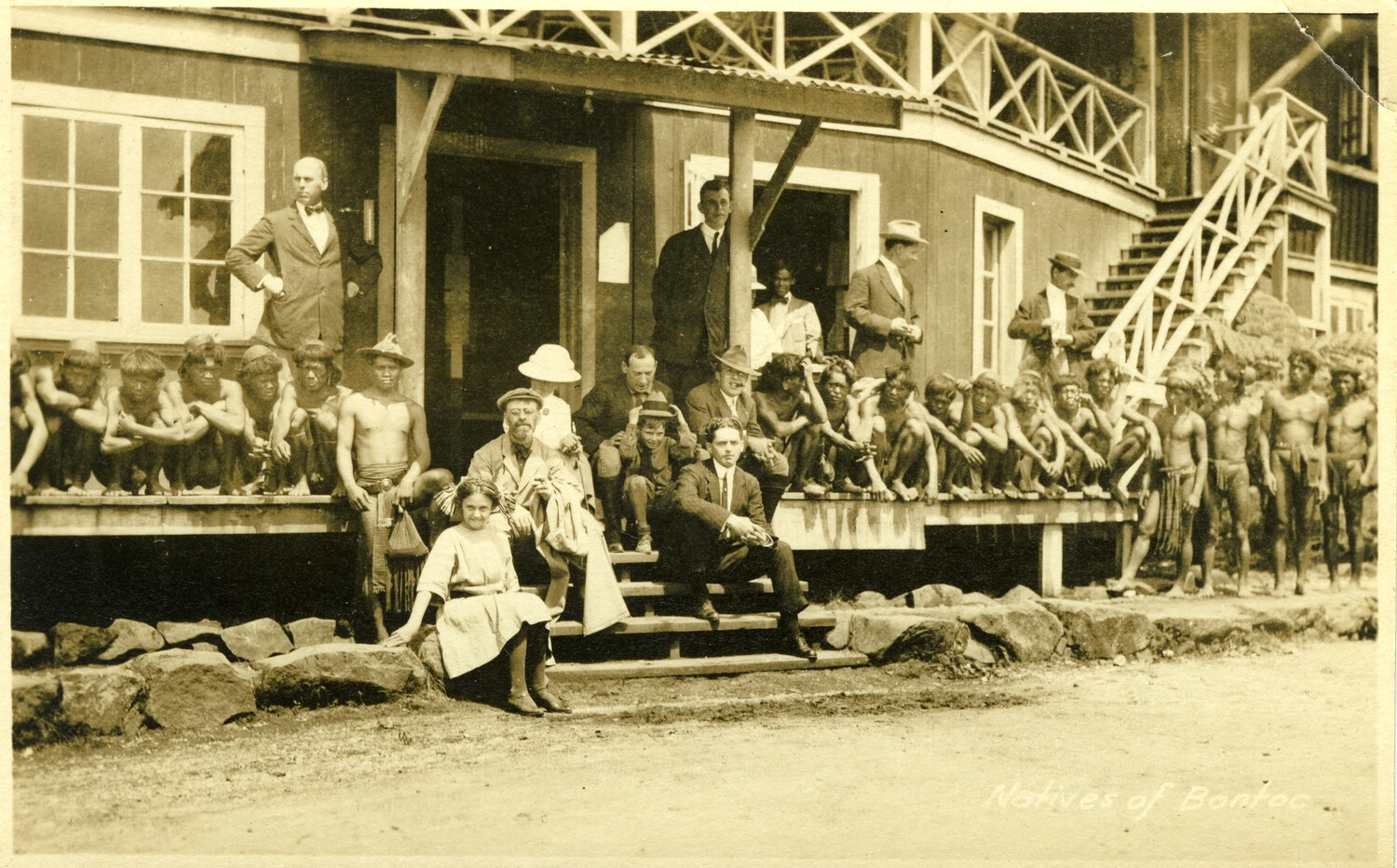 "Natives of Bontoc" — American Officials and Igorot Villagers, Philippines, Early 1900s