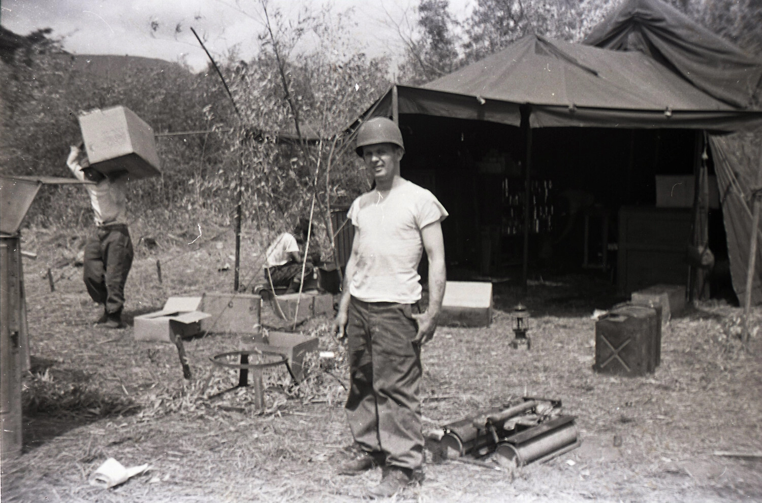 US Army Paratrooper at Field Encampment, 187th Airborne RCT, Korean War