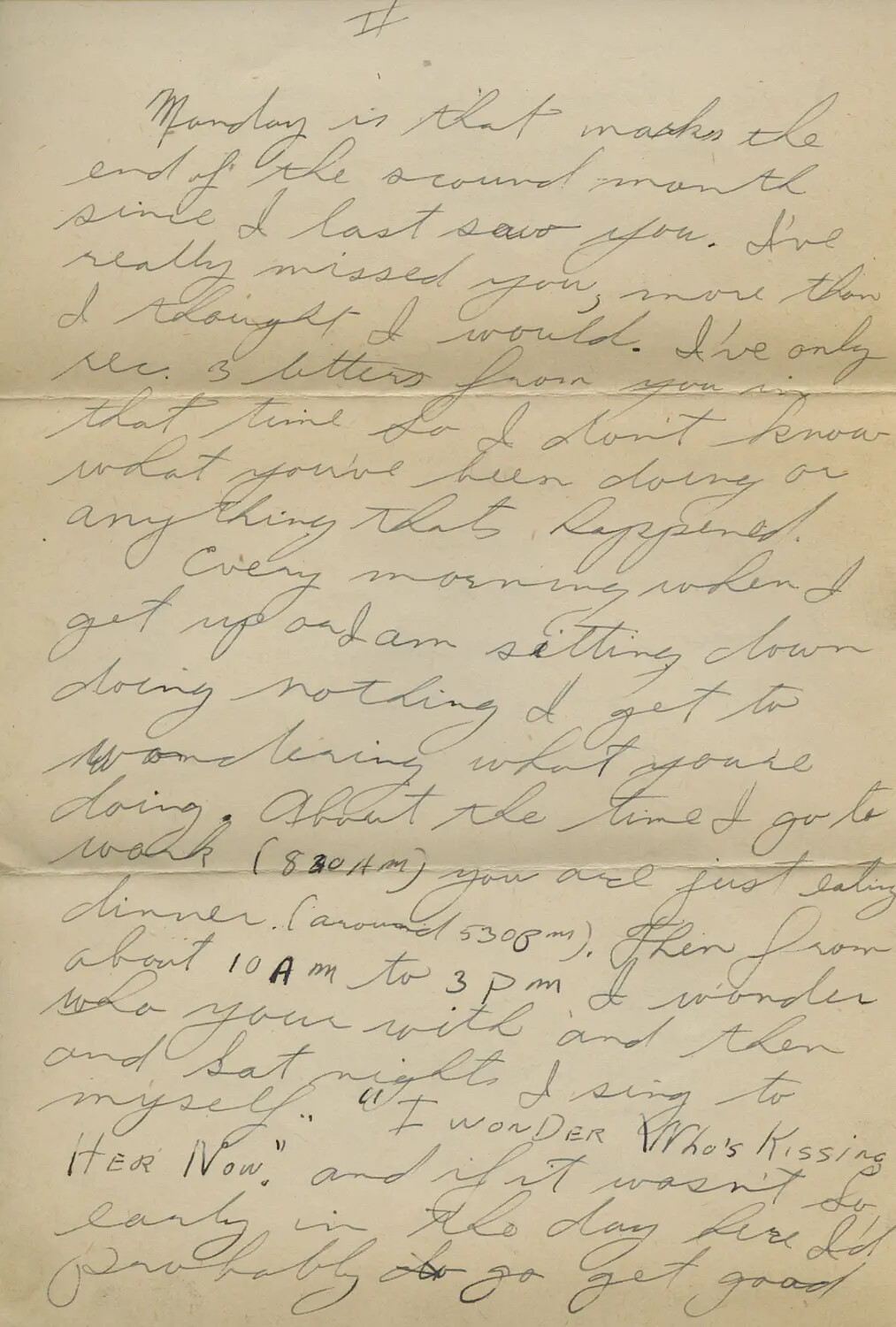 Handwritten WWII Letter, Page II - Moon-Sammet Correspondence