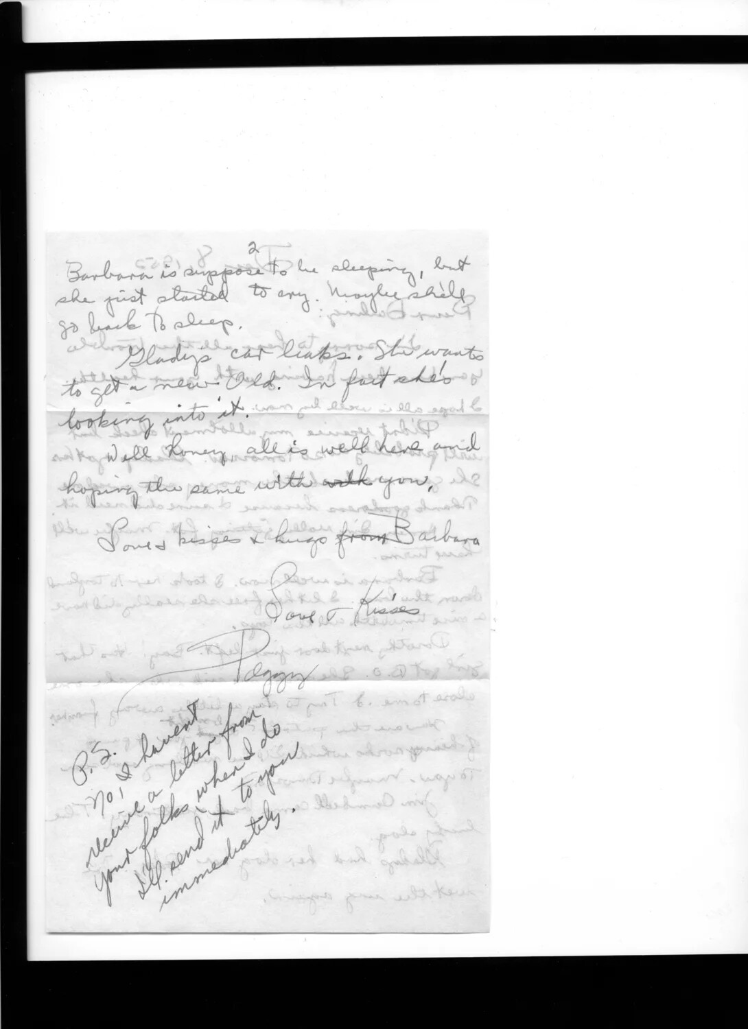 Handwritten Letter, Page 2, Signed 'Peggy' - Lt. Bancroft Korean War Correspondence Collection